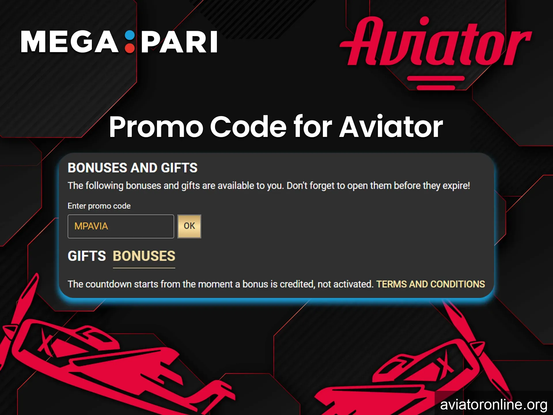 Take advantage of the promo code for Aviator at Megapari right now.