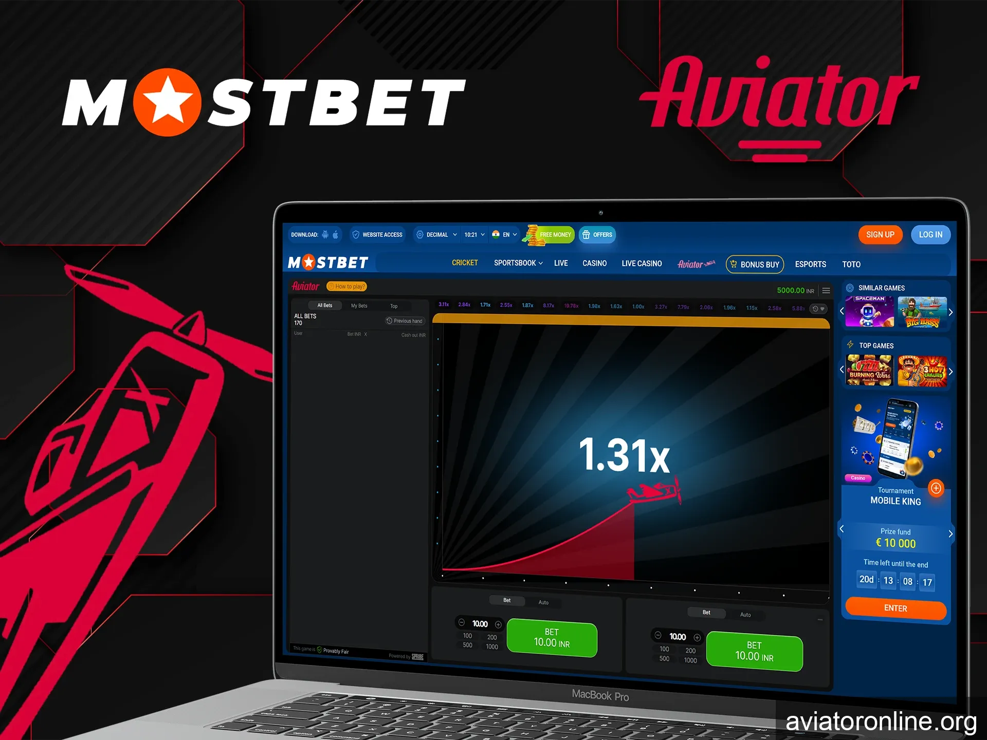 Join Mostbet and enjoy winning the Aviator game.